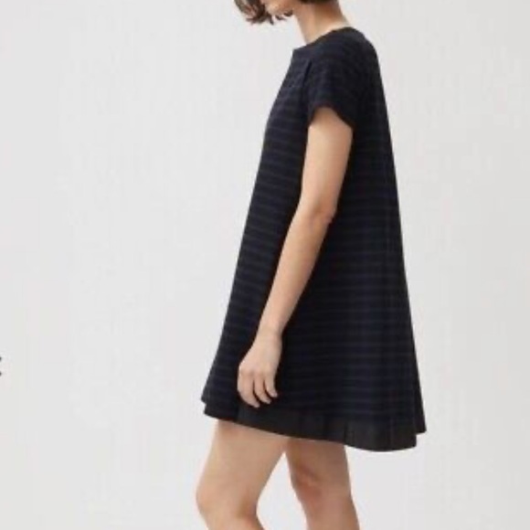 Sacai Luck Dixie Stripe Cotton Dress White Navy Size Small Tunic With Pockets - Picture 4 of 12